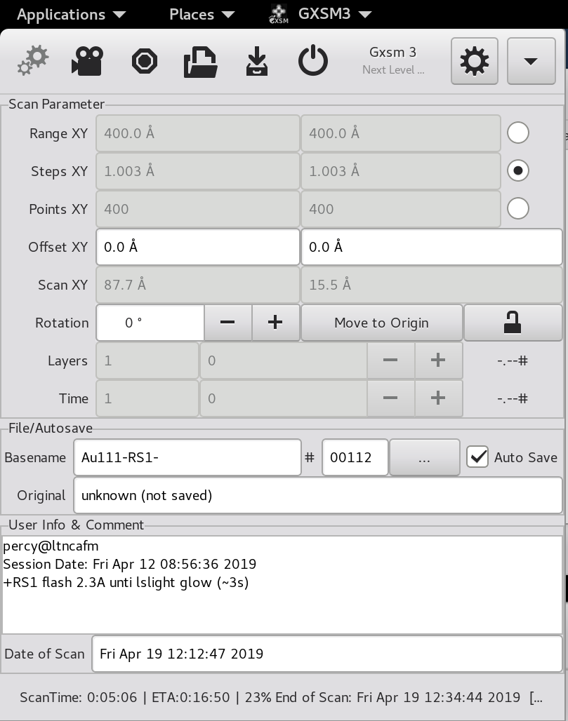 Gxsm3 Main Scan Control Window.